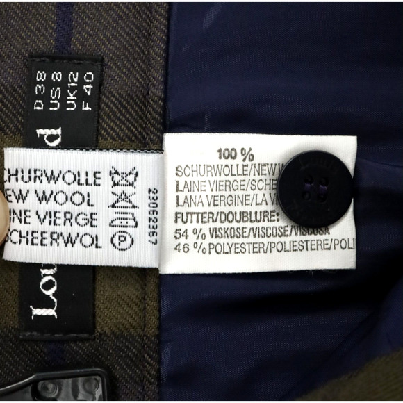 Louis Feraud Shorts Womens 8 Wool Blue Green Plaid Pleated Cuffs Lined Zip Vtg - Picture 6 of 10